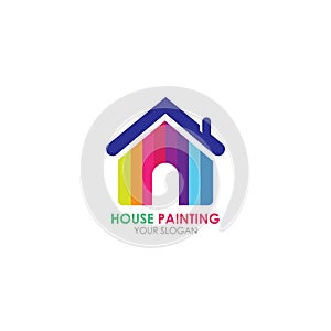 House painting service, decor and repair. Vector logo design.