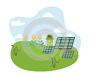 House with panel solar alternative energy