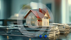 The house on paperwork stacks.AI generated image