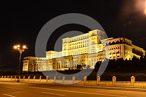 House of Parliament at night, Bucharest, Romania