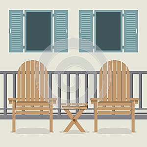 House Patio With Garden Chairs And Open Windows