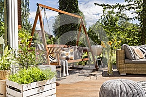 House patio with the garden swing