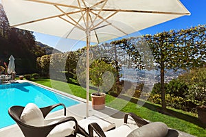 House, patio with pool