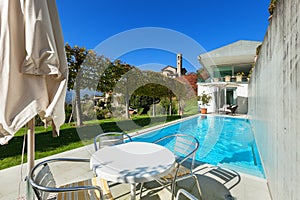 House, patio with pool