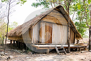 House of people at Daklak province, Vietnam. Houses usually make by wood photo