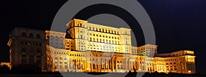 House of the People, Romanian Parliament building at night - Casa Poporului