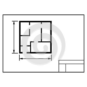 House plan icon, architecture sketch graphic design, home construction project vector illustration