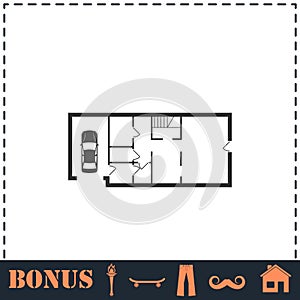 House plan icon flat