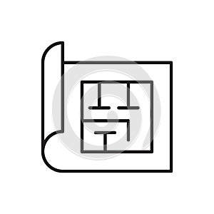 House plan line icon on white