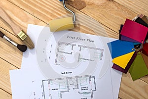 House plan with patterns of colors