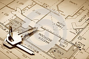 House plan in sepia colour