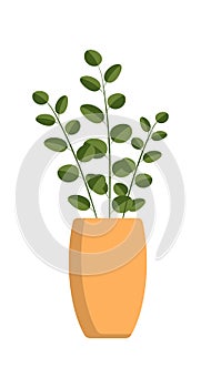 House plant and flower pot. Flowerpot in flat style. Vector stock illustration green plant in pot