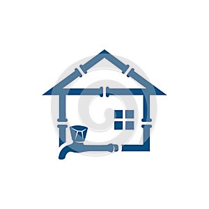 House Plumbing logo design vector illustration, Creative Plumbing logo design concept template, symbols icons