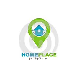 house with point location symbol logo design template