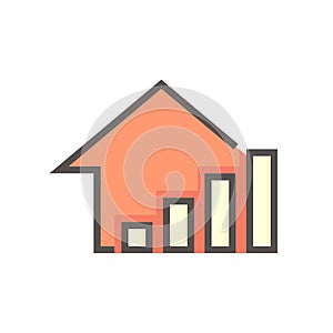 House price or value increase vector icon. 64x64 pixel.