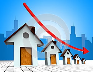 House Prices Down Represents Reduce Regresses And Household