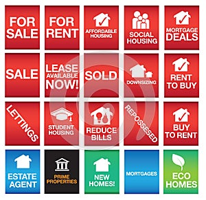 House or property icons or symbols and signs photo