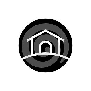 House property logo icon on black circle background,home business logo,  construction or architecture concept illustration - Vecto