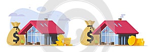 House property money tax vector icon or home ownership cash mortgage credit concept graphic illustration, loan or credit budget of