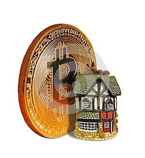 House property next to gold bitcoin cryptocurrency