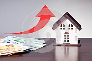 House, property or real estate market price go up or rising concept.