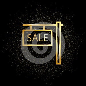 House, property, sale gold icon. Vector illustration of golden particle background. Real estate concept vector illustration