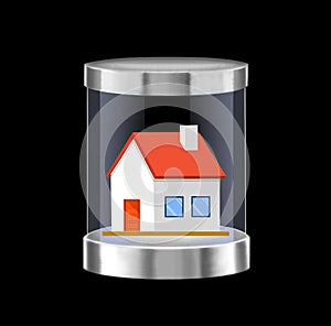 House protected inside a glass capsule.