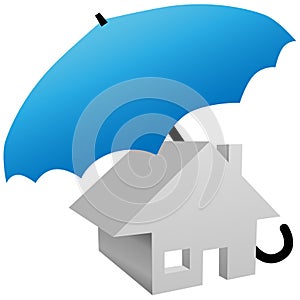 House protected by safety home insurance umbrella photo