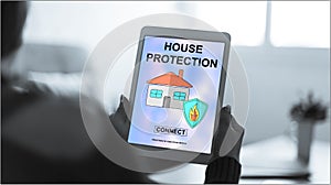 House protection concept on a tablet