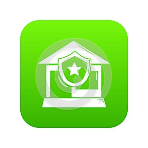 House protection icon green vector