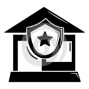 House protection icon, simple black style