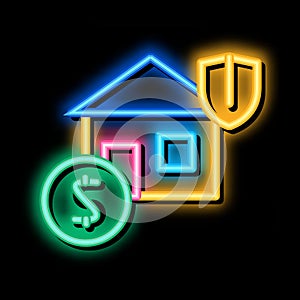 house protection insurance neon glow icon illustration