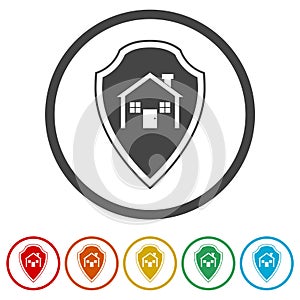 House protection ring icon, color set