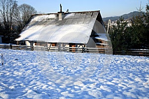 House in Rabka, Poland by winter