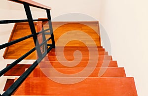 House railing and parquet flooring