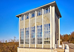 House at the Rappbode Dam. Rappbode-Talsperre in Elbingerode. Germany