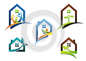 House, real estate, home, logo, apartment building icons, collection of construction home symbol vector design