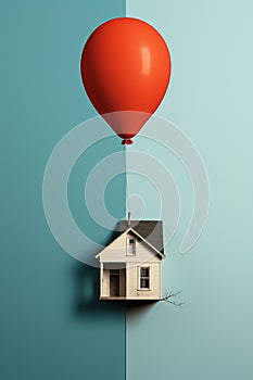 A House with a Red Balloon Created With Generative AI Technology