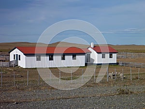 House with a red roof in patagonian pampa