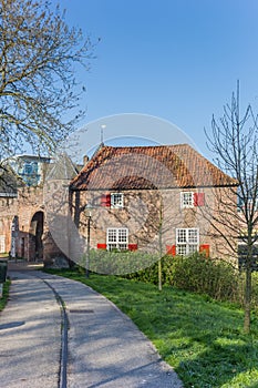 House with red shutters in a park in Amersfoort