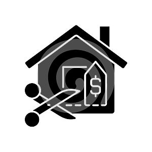 House for reduced price black glyph icon