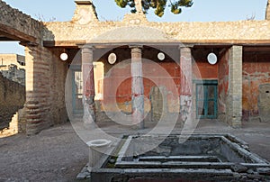 House of the Relief of Telephus in Ancient Ercolano (Herculaneum) city ruins
