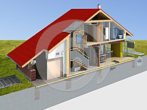 House rendering in section