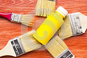 House renovation concept, paint cans and brushes