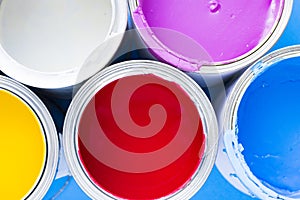 House renovation concept, paint cans and brushes