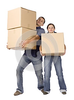 House renovation - couple carrying boxes