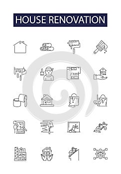 House renovation line vector icons and signs. House, Remodel, Refurbish, Redecorate, Upgrade, Reconfigure, Modernize