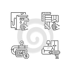 House renovations linear icons set.