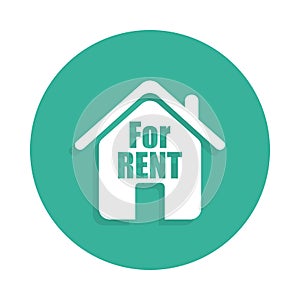 House rent icon in Badge style with shadow