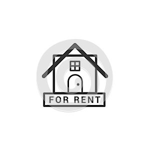 House for rent icon logo vector illustration concept. Real estate for rent, house for sale sign, vector line icon